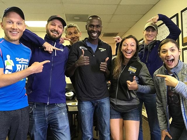 Look who came to visit! Shadrack Biwott, @bostonmarathon 3rd place finisher and 1st American. Great time catching up with him and hearing the race from his perspective
